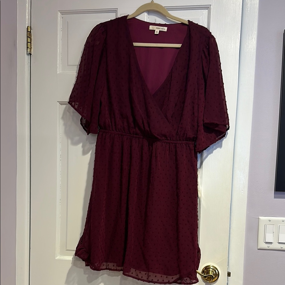 Rewind Red and Purple Flutter Sleeve Wrap Sundress